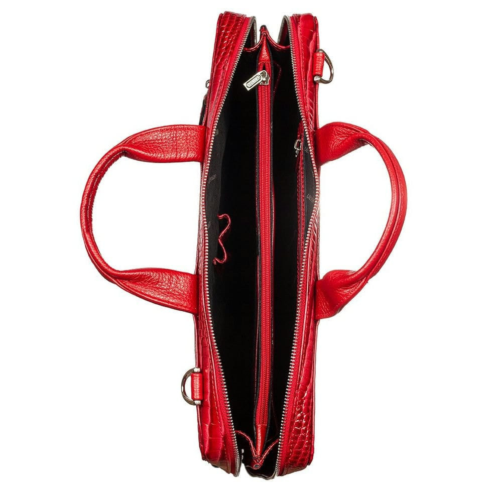 Шкіряний портфель Desisan 1347-658 червоний кроко лак