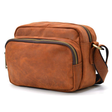 Small mens shoulder bag 2 compartments TARWA RB-60125-3md cognac