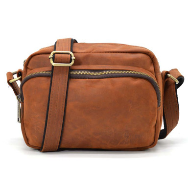 Small mens shoulder bag 2 compartments TARWA RB-60125-3md cognac
