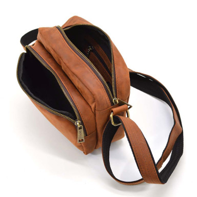 Small mens shoulder bag 2 compartments TARWA RB-60125-3md cognac