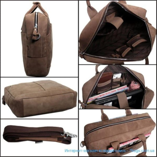 Чоловіча шкіряна сумка-портфель з волової матової шкіри Tiding 1019