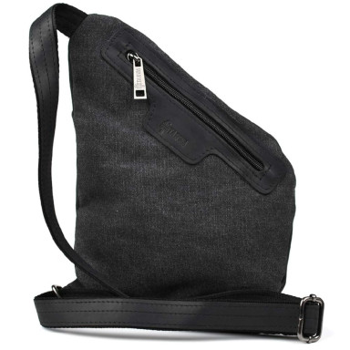 Mens sling bag over the shoulder mix of canvas and leather TARWA RAG-6402-3md