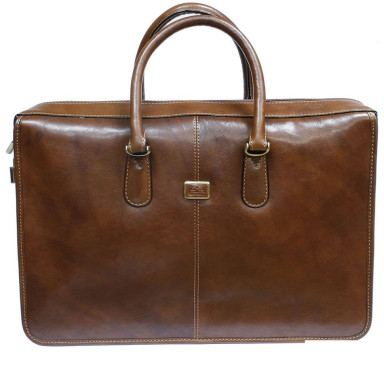 Шкіряний портфель Italico 8098 cognac коньячний Toni Perotti