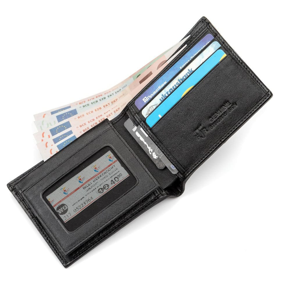 Портмоне чоловіче STINGRAY LEATHER 18066 з натуральної шкіри морського ската Чорне