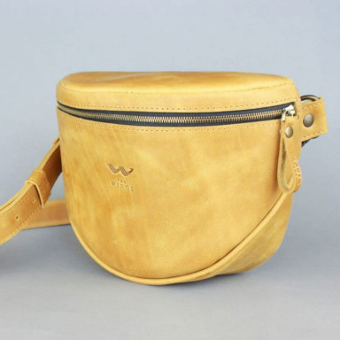 Leather crossbody bag Vacation yellow vintage
