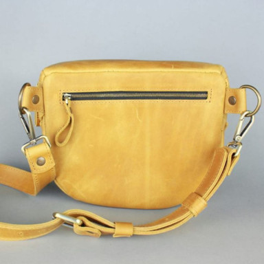 Leather crossbody bag Vacation yellow vintage