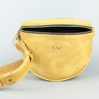 Leather crossbody bag Vacation yellow vintage