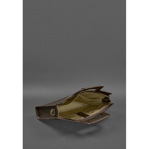 Шкіряна сумка для ноутбука та документів темно-коричнева краст