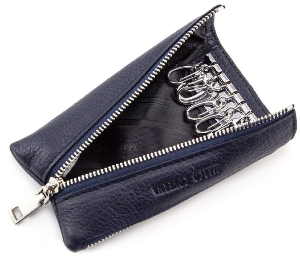 Синя шкіряна ключниця Marco Coverna 017-5