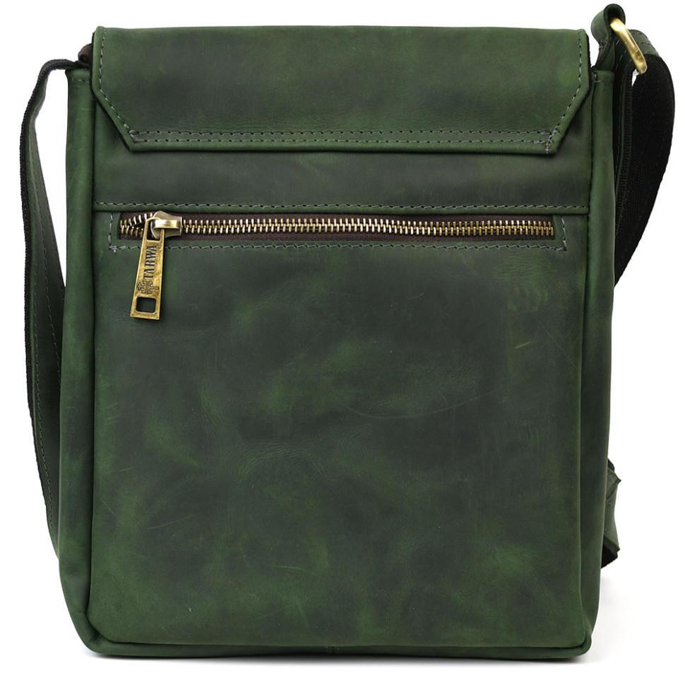 Чоловічі шкіряні сумки через плече RE-1304-4lx TARWA зелена крейзі хорс