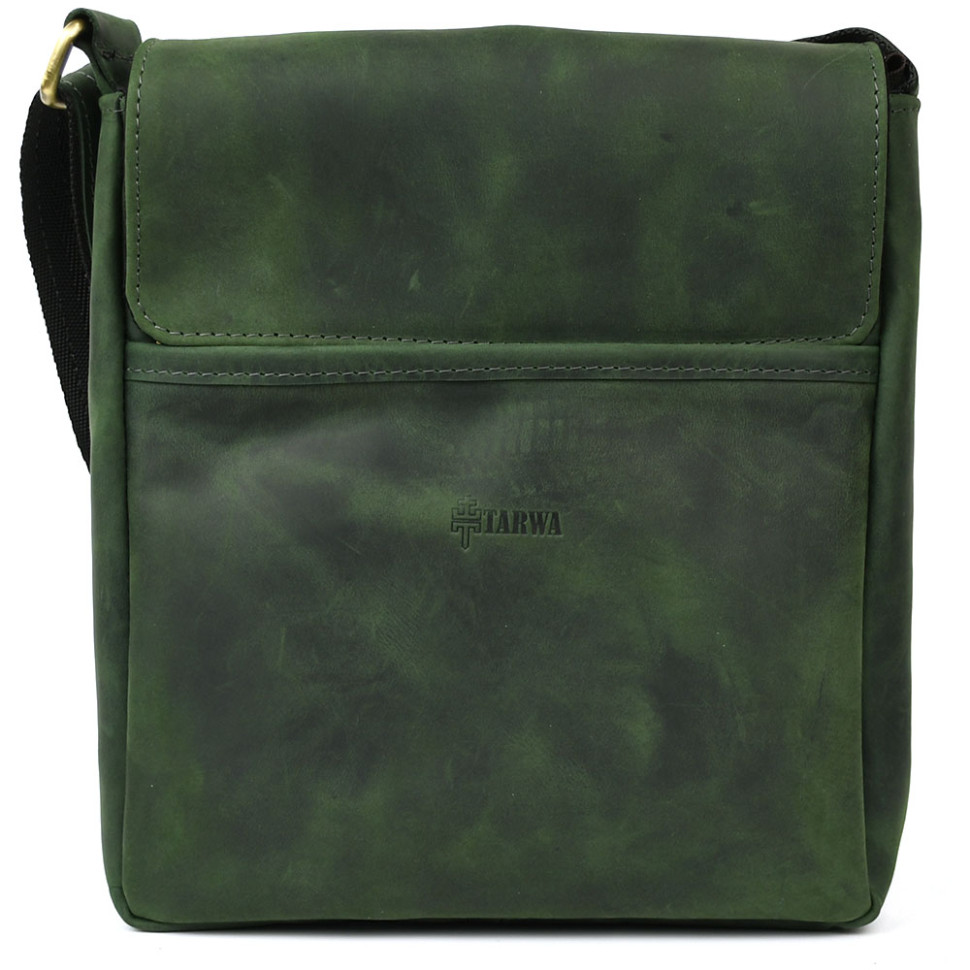 Чоловічі шкіряні сумки через плече RE-1304-4lx TARWA зелена крейзі хорс