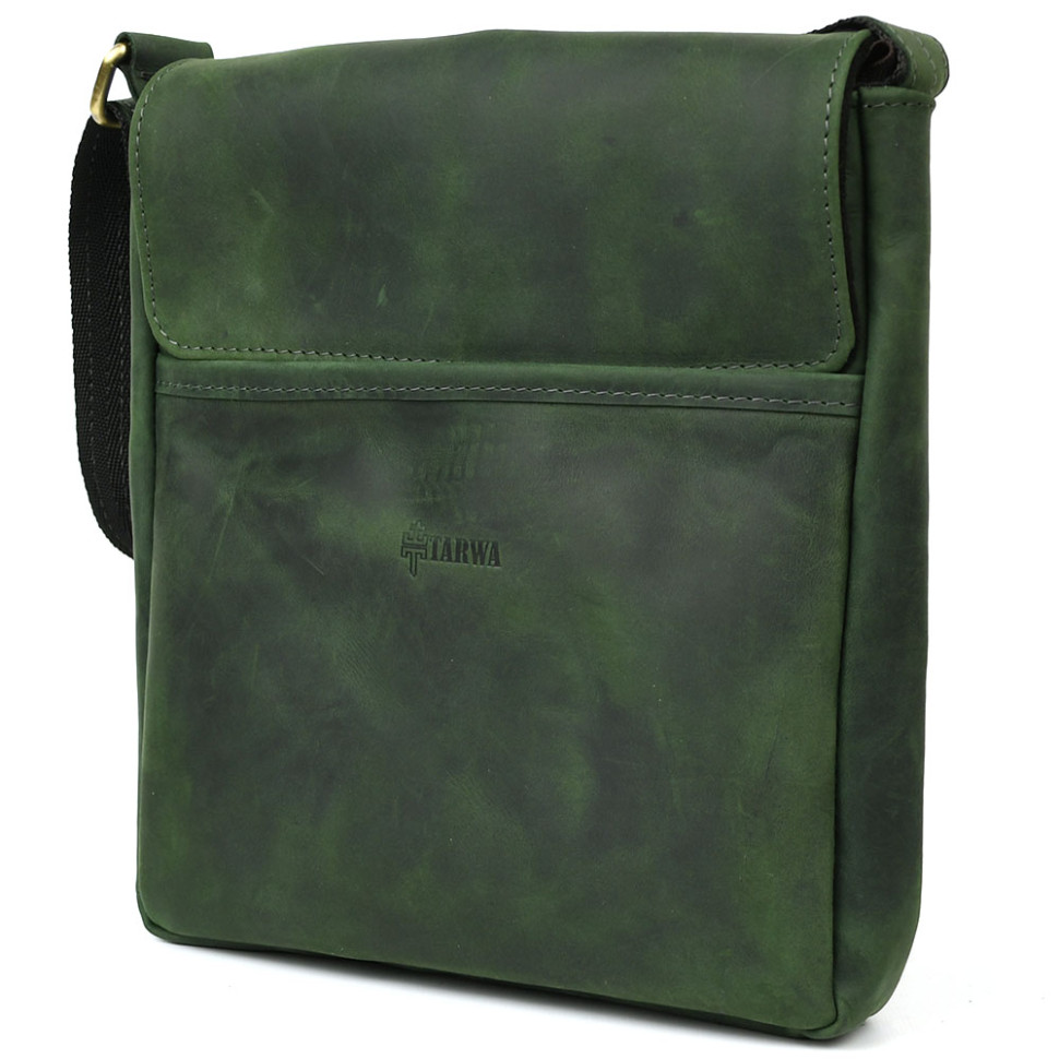 Чоловічі шкіряні сумки через плече RE-1304-4lx TARWA зелена крейзі хорс