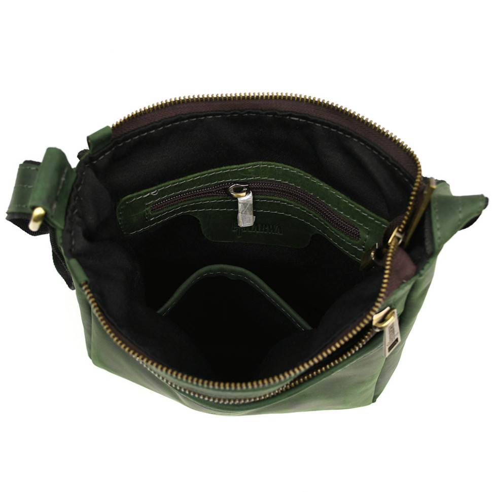 Чоловічі шкіряні сумки через плече RE-1304-4lx TARWA зелена крейзі хорс