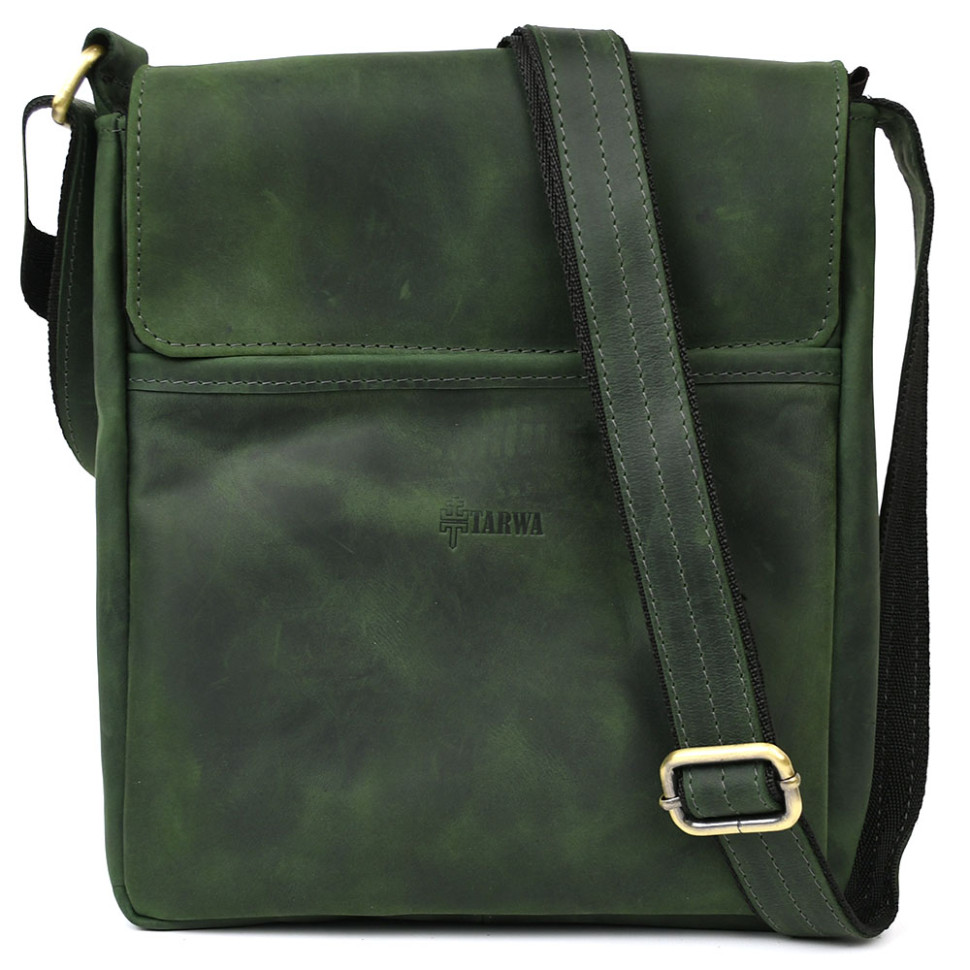 Чоловічі шкіряні сумки через плече RE-1304-4lx TARWA зелена крейзі хорс