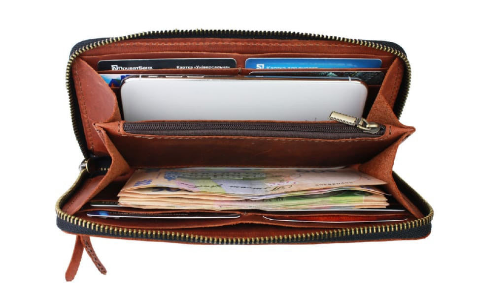 Wallet mens leather clutch large travel SULLIVAN 103-58-2(19.5) light brown