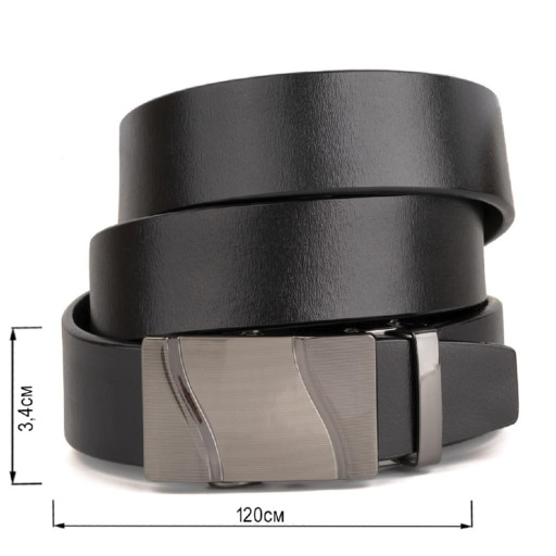 Чоловічий ремінь з пряжкою хвиля Vintage 20336 Чорний