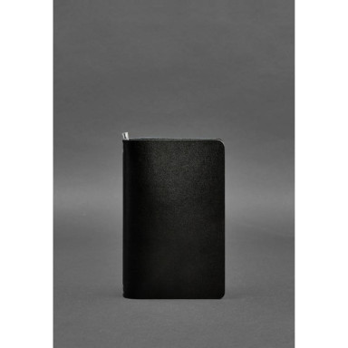 Charcoal black leather notebook (soft beech) 8.0 with elastic