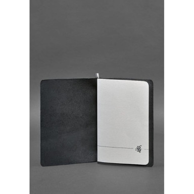 Charcoal black leather notebook (soft beech) 8.0 with elastic