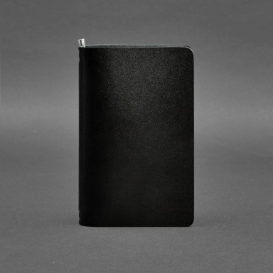Charcoal black leather notebook (soft beech) 8.0 with elastic