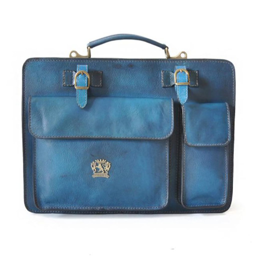 Pratesi BBE466/40 - Business Bag Milano Big in cow leather Bruce Blue