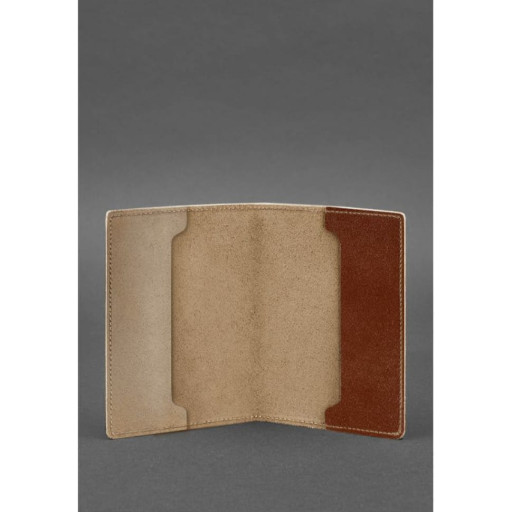 Шкіряна обкладинка для військового квитка офіцера запасу 8.0 світло-коричнева