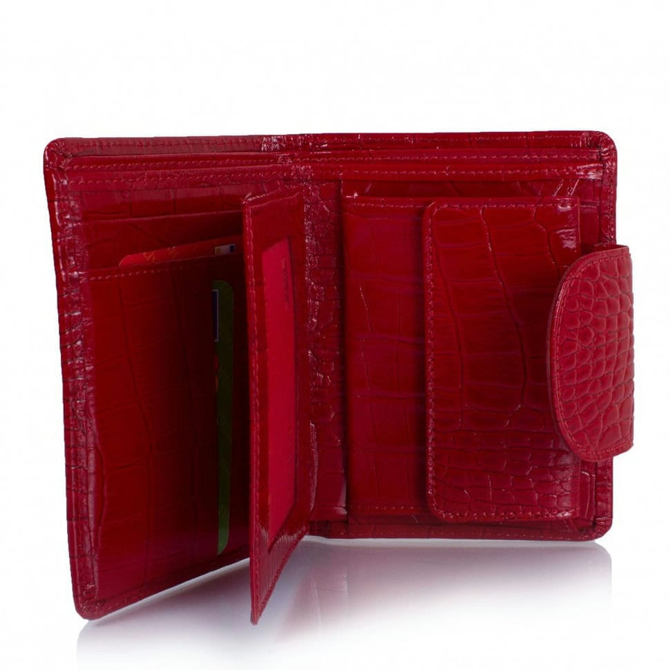 Гаманець жіночий шкіряний CANPEL 967-142 червоний кроко лак