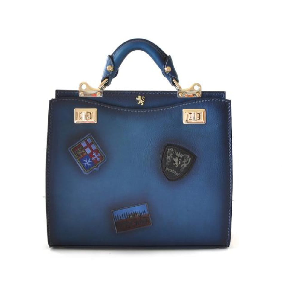 Pratesi BBL150/32 - Lady Bag Anna Maria Luisa de Medici Medium in cow leather Bruce Blue