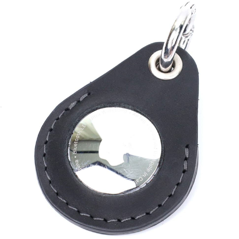 Шкіряний брелок-тримач для Apple AirTag із вінтажної шкіри GRANDE PELLE 11614 Чорний