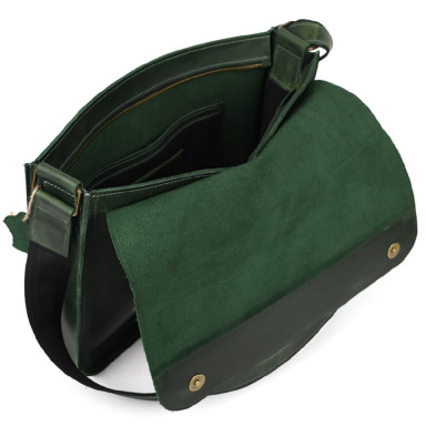 Leather shoulder bag A4 Limary lim-3028RE green