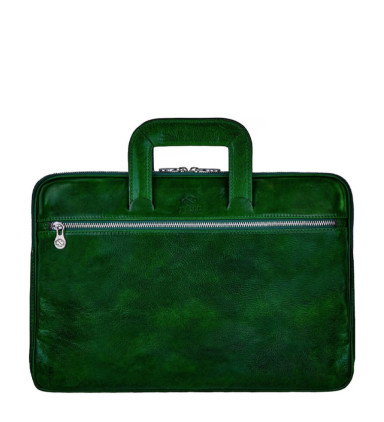 Womens Leather Briefcase Laptop Bag - Brave New World -  Green color -  Time Resistance 5229701W