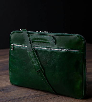 Womens Leather Briefcase Laptop Bag - Brave New World -  Green color -  Time Resistance 5229701W