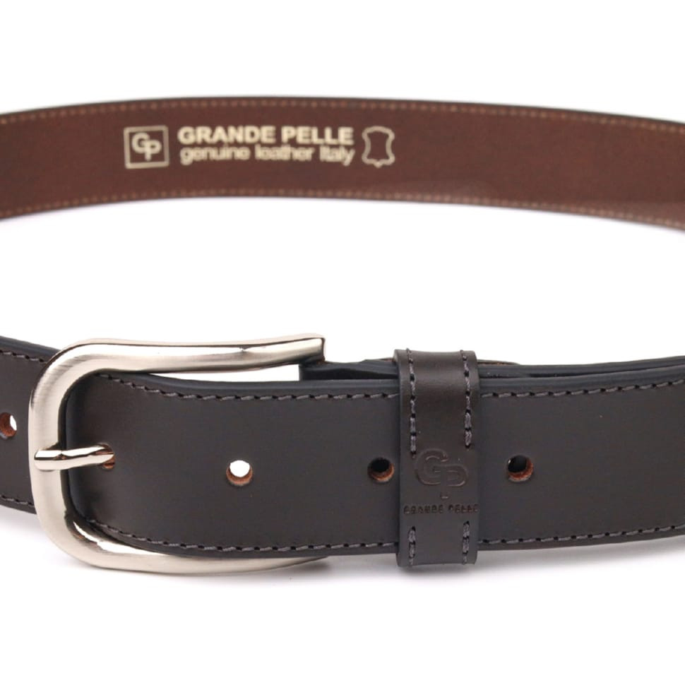 Красивий чоловічий ремінь із натуральної шкіри Grande Pelle 21460 Коричневий