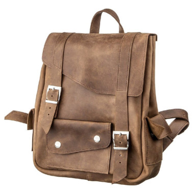 Backpack Crazy horse leather unisex SHVIGEL 13948 Brown.