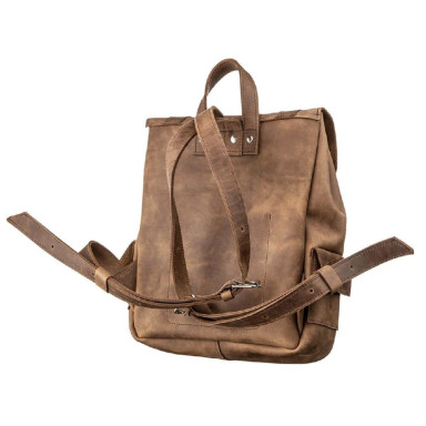 Backpack Crazy horse leather unisex SHVIGEL 13948 Brown.