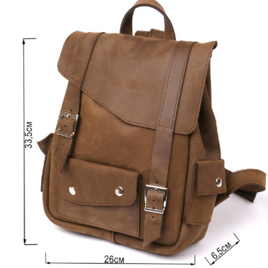 Backpack Crazy horse leather unisex SHVIGEL 13948 Brown.