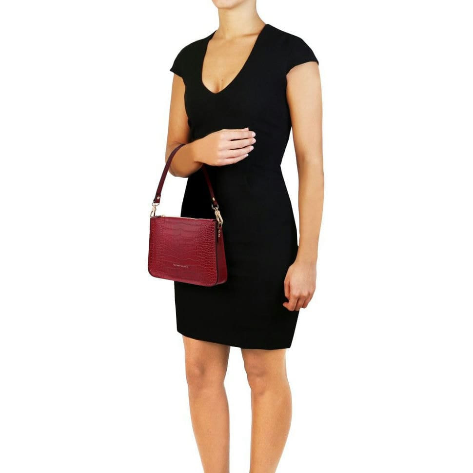 Шкіряна сумочка-клатч з принтом Cassandra Croc Tuscany TL141917