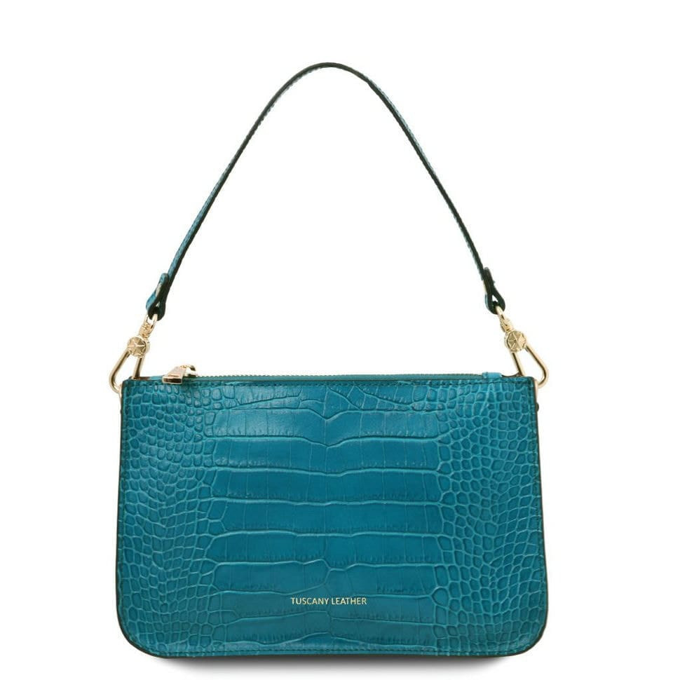 Шкіряна сумочка-клатч з принтом Cassandra Croc Tuscany TL141917