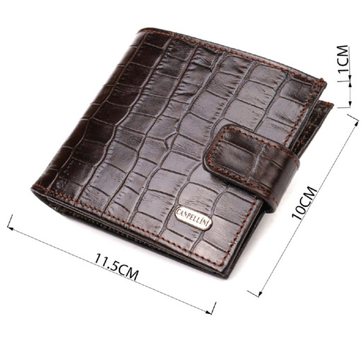 Гаманець для чоловіків горизонтального формату з натуральної шкіри з тисненням під крокодила CANPELLINI 21770 Коричневий