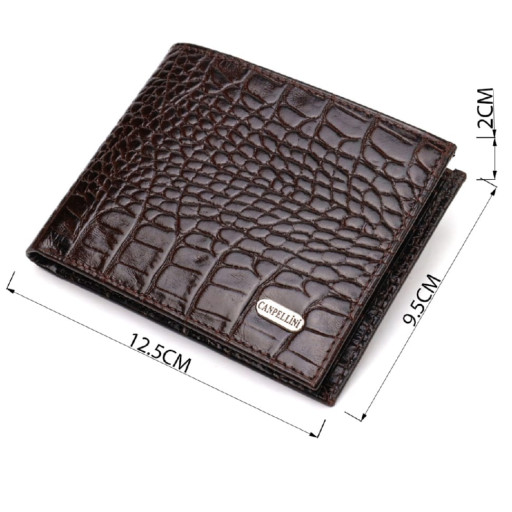 Вместительное мужское портмоне из натуральной кожи с тиснением под крокодила CANPELLINI 21870 Коричневый