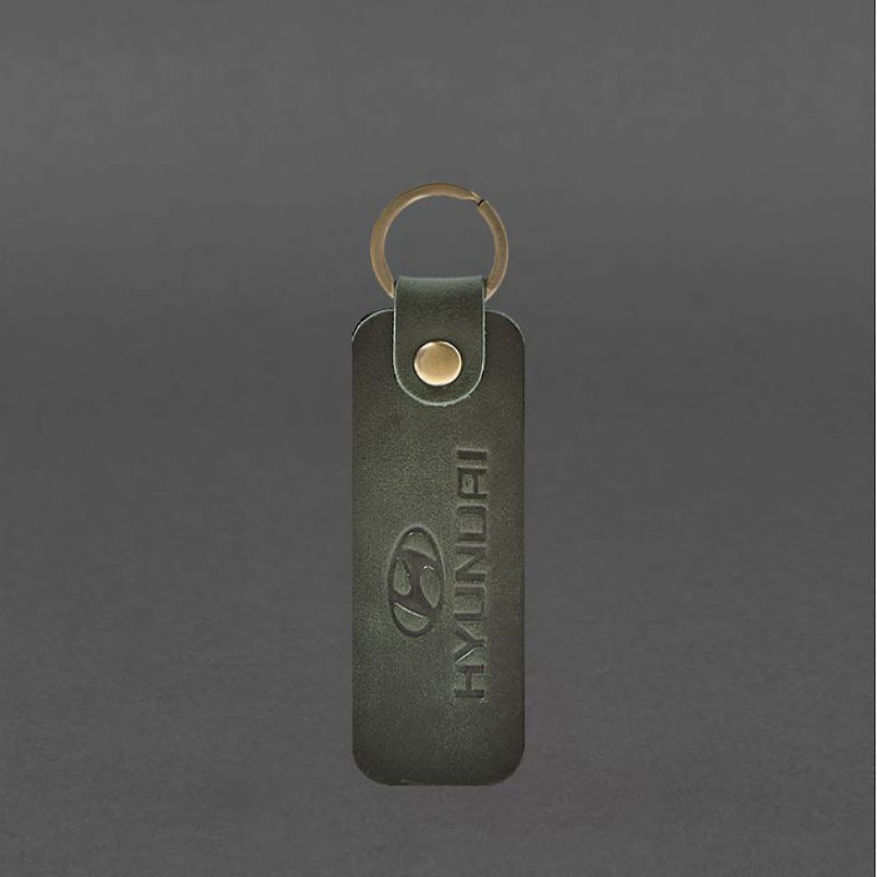 Шкіряний брелок для Skoda зелений Crazy Horse