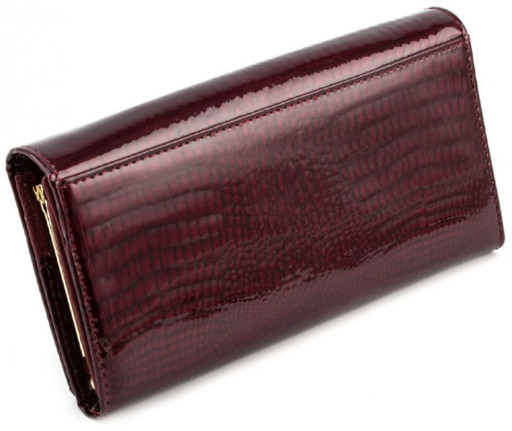 Бордовий шкіряний гаманець на магніті з лакової шкіри Marco Coverna 403-1010-4