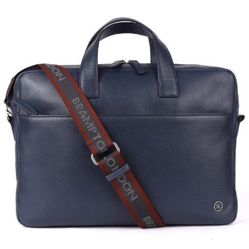 Шкіряна сумка для ноутбука 15,6 Brampton London Commandeer Navy (Синий)