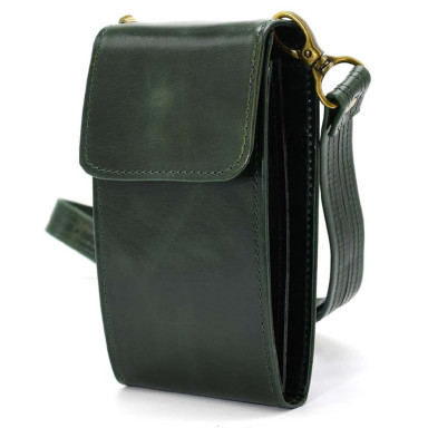 Leather womens bag-case punch GE-2122-4lx TARWA, green gloss