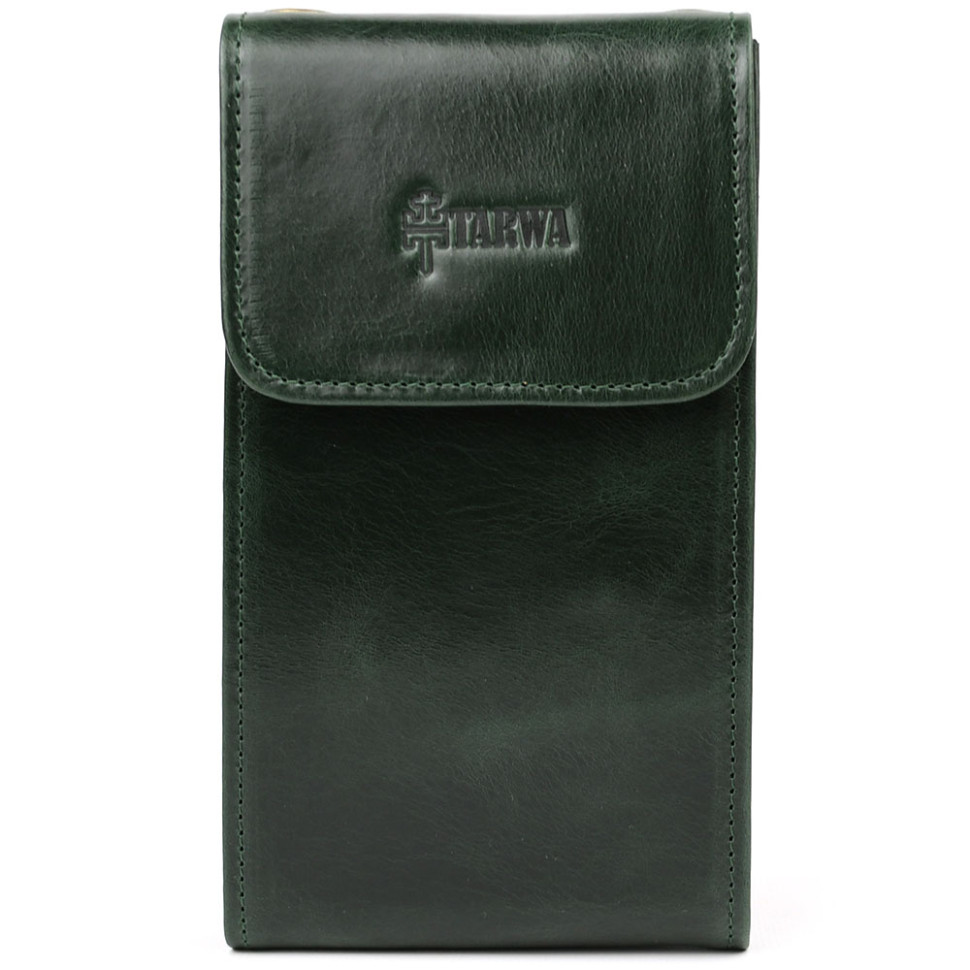 Шкіряна жіноча сумка-чохол панч GE-2122-4lx TARWA, зелена глянець