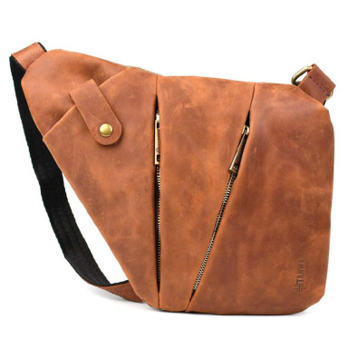 Mens sling bag over the shoulder mix of canvas and leather TARWA RBC-6402-3md