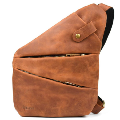 Mens sling bag over the shoulder mix of canvas and leather TARWA RBC-6402-3md