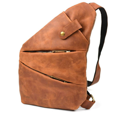 Mens sling bag over the shoulder mix of canvas and leather TARWA RBC-6402-3md