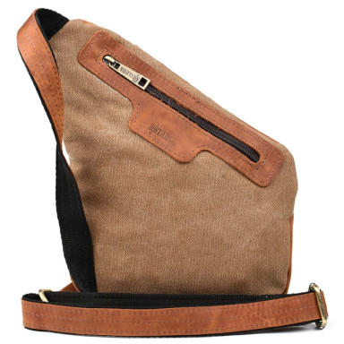 Mens sling bag over the shoulder mix of canvas and leather TARWA RBC-6402-3md