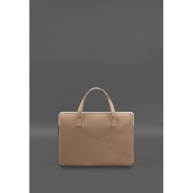 Leather case with handles for laptop 13 inch Light beige
