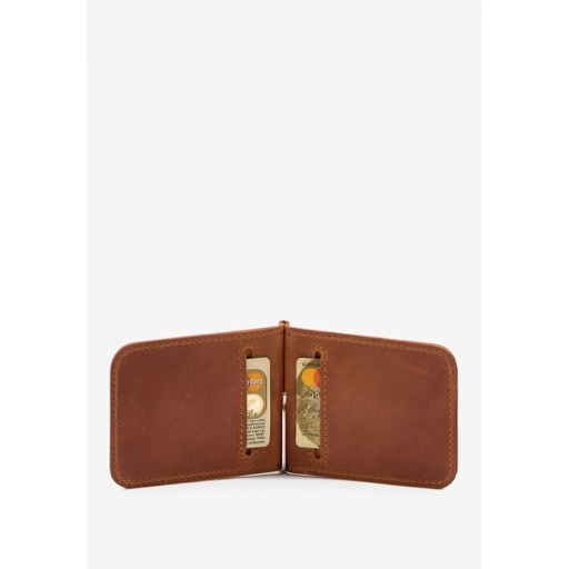 Шкіряний затискач для грошей світло-коричневий вінтаж